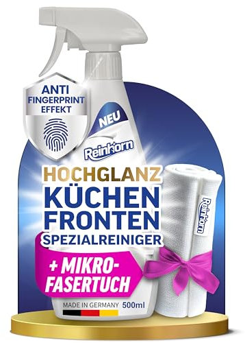 REINHORN Fettlöser für Küchen - Spezial Reiniger für Hochglanz Küchenfronten spart viel Zeit durch anschließende Versiegelung der Küchenfront - Entfetter für Küche - Küchenfronten Reiniger