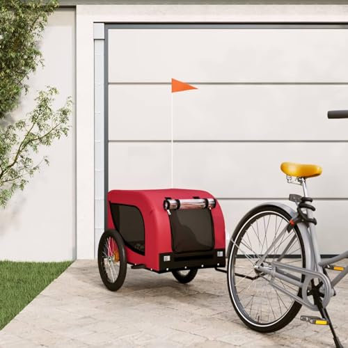 ShGaxin Rimorchio Bicicletta per Cani Ferro Tessuto Oxford Rosso Nero, Rimorchio Bici Cane, Rimorchio Bici Da Carico - 94006