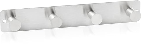 RICOO Appendiabiti da Parete MH025S-4 in Acciaio Inox Attaccapanni da Muro Design Moderno con 4 Ganci per Ingresso Cucina Bagno Montaggio Facile Argento