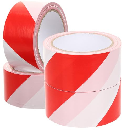 4 Rolls Red White Caution Tape Non-Adhesive Barrier for Safety Warning High Visibility Hazard Warning Tape for Construction and Crowd Control