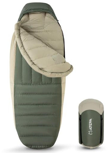 ATEPA Promoter 850 Daunenschlafsack, Schlafsack Winter 850G [-1°C bis -26°C] Mumienschlafsack für Erwachsene, Daunen Schlafsack XXL breit für Outdoor, Camping, Trekking und Reisen