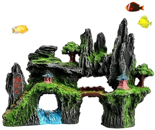 MC MEICHUANG Aquarium Mountain View Decorative Rockery Large Fish Tank Ornament Hiding Cave 6 Height Artificial Mountain Scenery Decorations