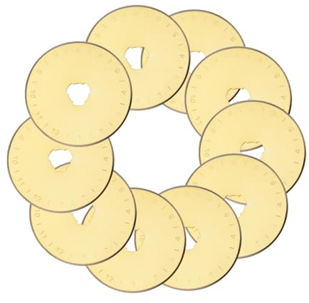 Treki 10pcs Circular Cuchillas de Corte Redondas 45mm Cuchillas de Repuesto en Titanio Cuchillas de Corte Circular Rotativa para Fiskars, Olfa, Truecut & Martelli de Patchwork Tela Cuero Artesanía