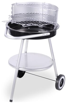 Barbecue hibachi rond de 45,7 cm : grille chromée, hauteur réglable et bol à feu émaillé,