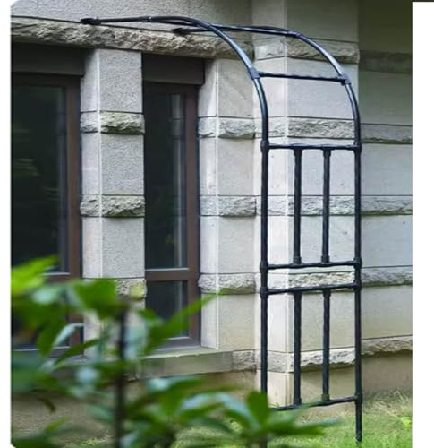 Arco de jardín de metal, cenador de boda al aire libre, pérgola de enrejado resistente para plantas trepadoras, soporte de vid floral, medios arcos decorativos, decoración de jardín de acero (90 x 2)