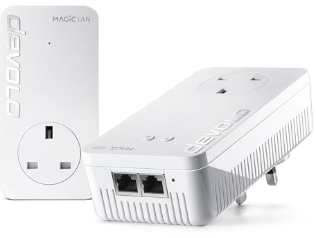 devolo Magic 2 WiFi 6 next Starter Kit, Wi-Fi Powerline adapter, up to 3,000 Mbps via Wi-Fi 6, Mesh Wi-Fi, 2x Gigabit Ethernet port, white