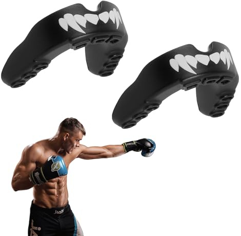ZRUEWOT 2 stycken sport tandskydd vuxna munskydd kickboxning för rugby kampsport boxning hockey kickboxning alla kontaktsporter svart