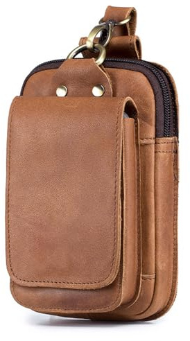 Vroomoto Sac de Taille en Cuir Vintage pour Hommes, Porte-Monnaie pour Téléphone, Portefeuille de Voyage, Sac Banane (Brun)