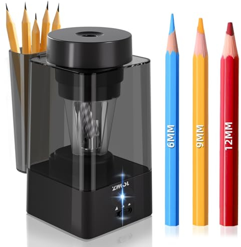 Zmol Full Automatic Pencil Sharpener for 6-12mm Jumbo Colored Pencils Black