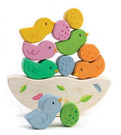 Tender Leaf Toys - Rocking Baby Birds - 12 Piece Balance Toy - STEM Toy - Early Learning to Develop Strategic Thinking and Fine Motor Skills - Wooden Toy Stacker & Balance Educational Game - Age 18m+