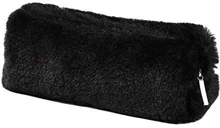 Pennfodral, 5 färger pennpåse väska flicka söt plysch mjuk fluffig pennfodral pennfodral kosmetisk väska pennhållare sminkväska med dragkedja kaki/grå/mörkrosa/ljusrosa/svart