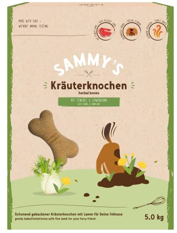 Huesos de Hierbas Sammy's | Aperitivos para Perros horneados delicadamente | Huesos de Hierbas con Cordero Fino | 5 kg