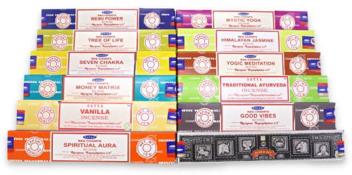 Räucherstäbchen Starter Set, Original Satya Räucherstäbchen Starter Paket, LAVISA Mischung, Satya Räucherkegel, Räucherwerk, Räucherstäbchen Halter (Lavisa Mix)