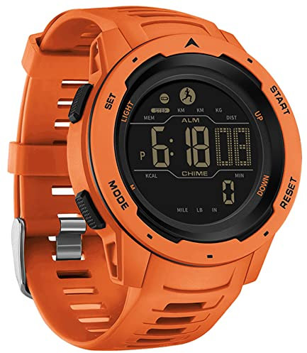 Mens Digital Watch Military Watches for Men Step Calorie Counter Watch Pedometer Stopwatch Alarm Multifunction LED Backlight 5ATM Waterproof Watch for Men