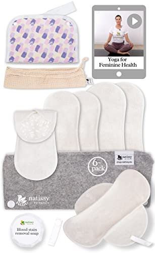 Öko Stoffbinden waschbar mit rutschfestem Druck aus Bio Baumwolle für leichte Blutung (Größe S+M, 6er-Pack); waschbar bei hoher T°; kleine & dünne Binden für Damen & Mädchen für bequeme Periodentage