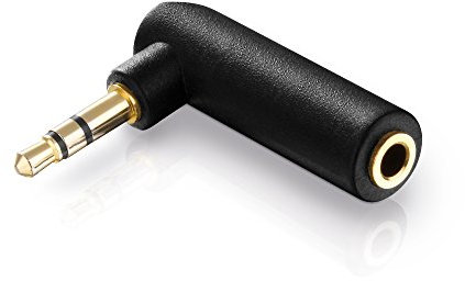 conecto Audio Adapter, 3,5mm Klinkenstecker auf 3,5mm Klinkenbuchse, vergoldet, 90°, schwarz