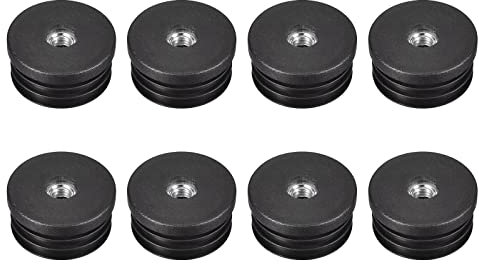 sourcing map 8Pcs Inserts for Round Tubes with M8 Thread, for 38mm/1.5 OD Round Tube, Round Black Plastic Plug Caster Insert Chair End Caps Furniture Leg Plug