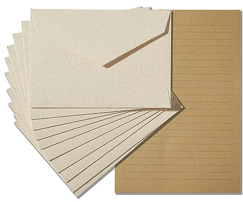 Tuhangcc Stationery Writing Paper and Envelopes Set with Jute Rope 4 X 6 for Writing Letter, (20 Best Paper with 10 Heavyweight envelopes),by Better Gift Office Products (Ivory White)