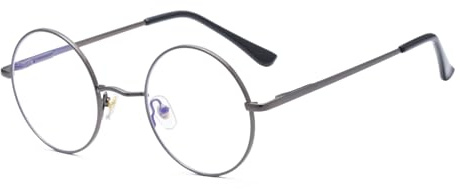 LJCZKA Runda glasögon med blått ljus för män och kvinnor, glasögonbåge för dator blått ljus metallisk mot visuell trötthet, Pistol, M