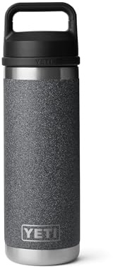 YETI Rambler 18 oz Bottle, Leakproof, Vacuum Insulated, Stainless Steel with Chug Cap, Black Stone