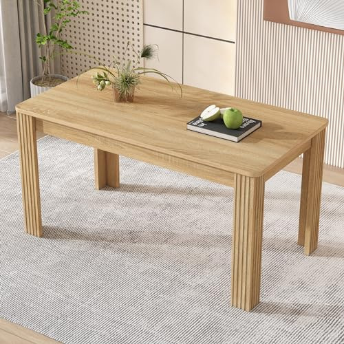 Merax Table en Bois, rectangulaire, Moderne pour Salon et Salle à Manger, 116 x 65 x 75 cm, chêne
