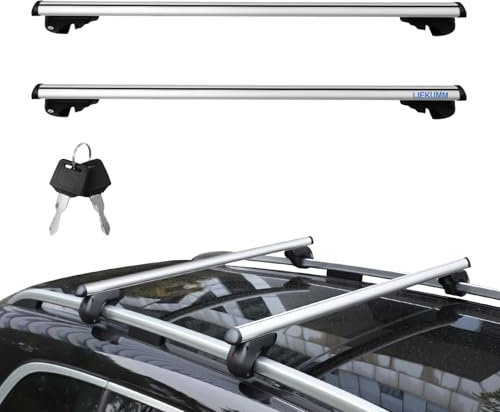 LIEKUMM Dachträger Universal 135cm, 2er-Pack Dachträger Geschlossene Reling, bis 120 cm Breit Nutzbar Aluminium Relingträger für offene Dachrelinge, Vormontiert, Inklusive Schloss