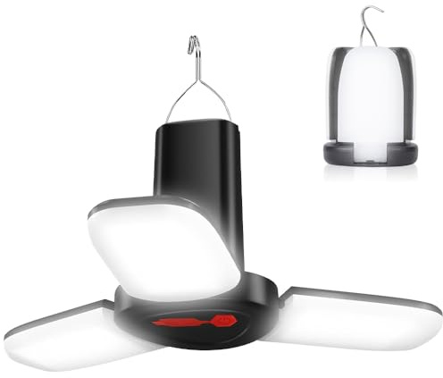 Aoreun Lanterna da Campeggio, Lampada da Campeggiot Ricaricabile a LED 3 Modalità di Lampada Dimmerabile, Pieghevole Luce di Emergenza USB Ricaricabile per Campeggio, Pesca, Escursionismo