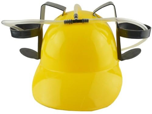 HWXZUUO Bierhut, Verstellbarer Bierhelm -Trinkhut mit Tassenhalter und Strohhalm, durchlaufsicherer Trinkhelm mit Strohklemme, lustige Hüte für Bierfestivalparty, Junggesellenparty, Bierhut