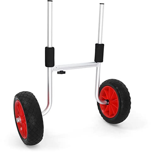 Wakects Trolley de Kayak Desmontable, Capacidad de Carga de 50 Kg de Ancho Ajustable de Ancho Cruzado de Kayak Carro de Aluminio de Aluminio Neumáticos de Goma Sólida para el Transporte