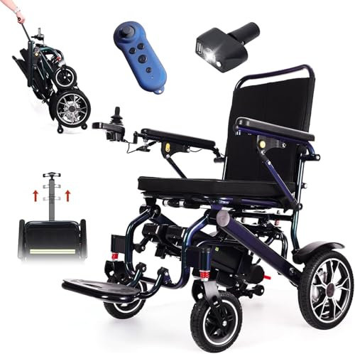 30KM (solo 19KG) 2025 Nuova sedia a rotelle elettrica telecomandata con 2 batterie 8AH e manico telescopico, sedia a rotelle elettrica leggera pieghevole