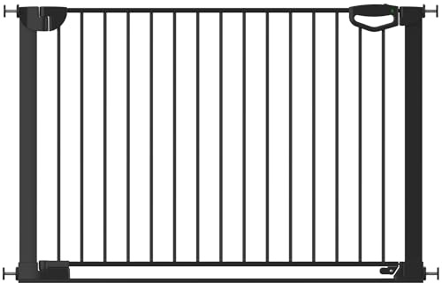 Geuther Türschutzgitter Easylock Flatstep Schwarz I Treppenschutzgitter zum Klemmen oder Bohren I Breite 118-125 cm I Türschutz für Ihr Baby & Haustier I Kinderschutzgitter beidseitig öffnend