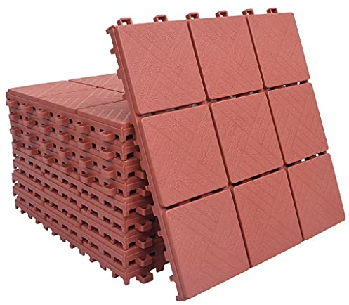 INLIFE Carreaux de terrasse 10 pcs Rouge 30,5x30,5 cm Plastique