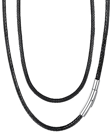 FaithHeart 3mm Cordon Collier Homme pour Pendentif 45cm Collier Simili Cuir Tressé Étanche Chaine Tour de Cou avec Fermoir Inoxydable