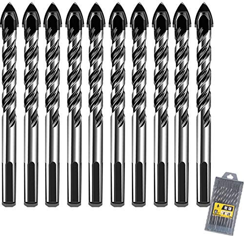 Set de Brocas para Azulejos, Juego de brocas con punta de carburo de tungsteno 6 mm Apto para azulejos, hormigón, ladrillo, vidrio, plástico y madera, con Caja de Almacenamiento