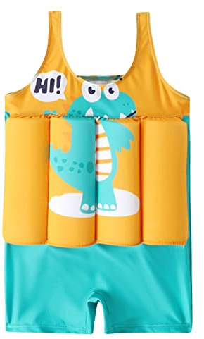 OBEEII Enfants Bébé Combinaison Flottante Maillot de Bain Une Pièce avec Flotteurs Ajustables Été Costume pour Natation Débutant Garçons Filles M21 3-4 Ans