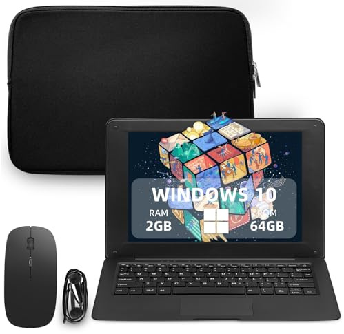 iSTYLE 10.1 Pouces Ordinateur Portable Windows 10 Mince PC Portable Laptop Netbook - 2GB RAM 64GB Storage, USB 3.0, WiFi, HDMI, BT, Supporte 1T TF-Card, English Clavier QWERTY