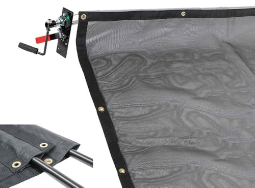Mytee Products Dump Truck & Trailer Tarp Kit with 8' x 14' PVC Double Pocket Mesh Tarp - Manual Hand Crank Cab Level Dump Truck Tarp System to Prevent Load Spillage
