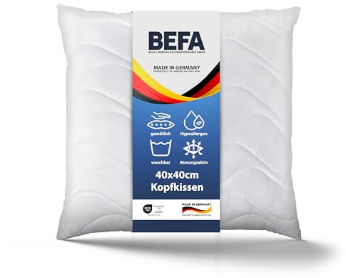 BEFA CARE Huvudkudd, 40 x 40 cm, mikrofiber med aloe vera, 200 g fyllningsvikt, Oeko-Tex klass 1, Tillverkad i Tyskland