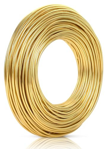 2mm x 30m Basteldraht Gold, Draht zum Basteln Schmuckdraht Aluminiumdraht Bindedraht Modellierdraht Draht Rostfrei für Schmuckherstellung Bastelarbeiten