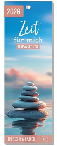 Häfft® Lesezeichenkalender 2026 mit 12 Lesezeichen inkl. Monatskalender, stimmungsvollen Bildern & Sprüchen Zeit für mich - nachhaltig & klimafreundlich