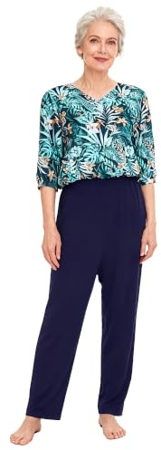 ranrann Femme Combinaison Imprimé Fleurie Pyjama Sanitaire Soin Grenouillère pour Personnes Âgées Alzheimer Incontinence Patient