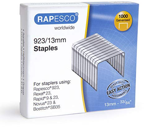 Rapesco 1484 Typ 923/13 mm Verzinkte Robuste Heftklammern, 1000 Stück