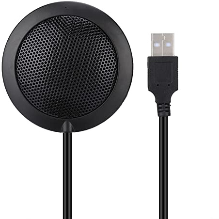 ASHATA Desktop Microphone, USB Conference Microphone M2 Wired 360° Pickup Audio Video Omnidirectional Microphone Desktop Conference Computer Microphone,Black