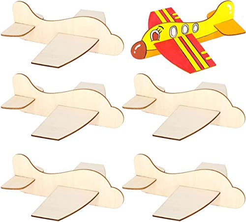 Liuer Tranches de Bois Naturel 6PCS Avion Jouet Craft Wood kit Inachevé pour Les Arts l'artisanat Décorations Artisanat Bricolage Loisirs Ornements