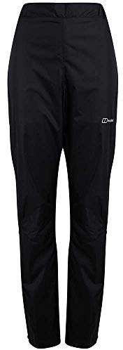 Berghaus Women's Deluge Waterproof Breathable Overtrousers | Durable | Comfortable Rain Pants Overtrousers, Black/Black, 14 31