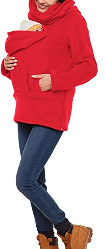 amropi 3 en 1 Porte-bébé Maternité Polaire Sweats à Capuche Femme Kangourou Pullover Sweat-Shirt