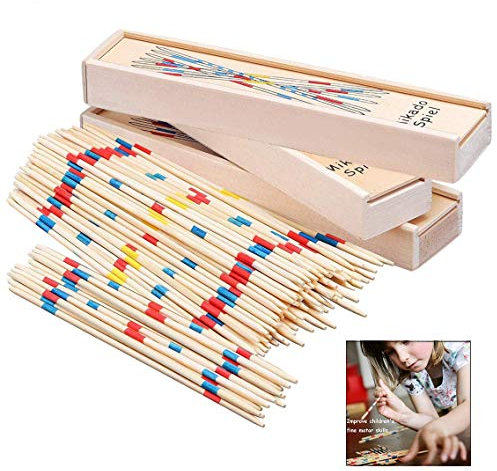 Xrten 155 Stücke Holz Pick-up Sticks, Klassische Pickup Spiel, Outdoor Familienspiel Geschenkidee