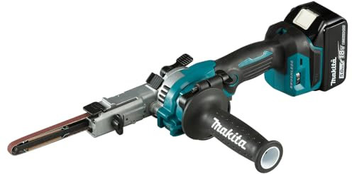 Makita DBS180RTJ Bandschleifer, 18 V, Li-Ion, LXT, bürstenlos, komplett mit 2 x 5,0 Ah Akkus und Ladegerät, Lieferung in einem Makpac-Koffer