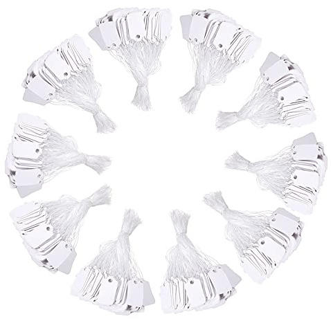 Gotetiso Cartellini 1000 Pezzi Etichette con Filo Cartellini Del Prezzo Prezzo Tag Etichette con Cordoncino Etichette Marcatura Bianche Abbigliamento Display Tag Marcatura Etichetta