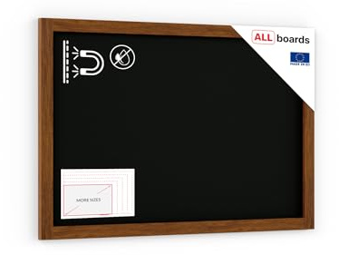 ALLboards Kreidetafel MAGNETISCH mit lackiertem Holzrahmen 90x60cm, Schwarz, Schreibtafel, Kreide, Magnetische Kreidetafel, Schreibtafel zum Aufhängen, Wand Tafel Holz, Tafel schwarz